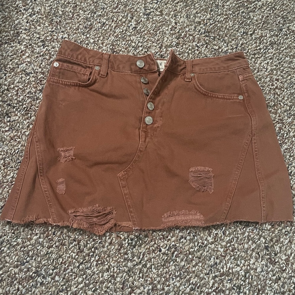 We the free brown distressed denim skirt size 28